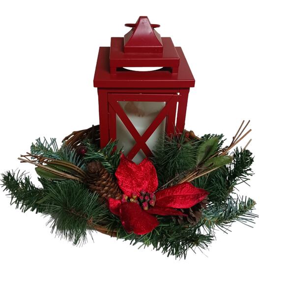 🎄VTG Grapevine Christmas Wreath 12" 🎄 Red Poinsettia Rustic Centerpiece - Picture 8 of 9